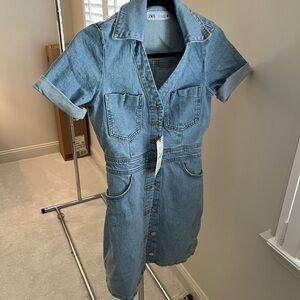 Zara Light Blue Denim Dress